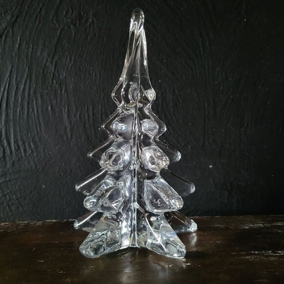 Vintage Glass Christmas Tree Clear Glass Christmas Tree, 8.125 Inches - Picture 2 of 6